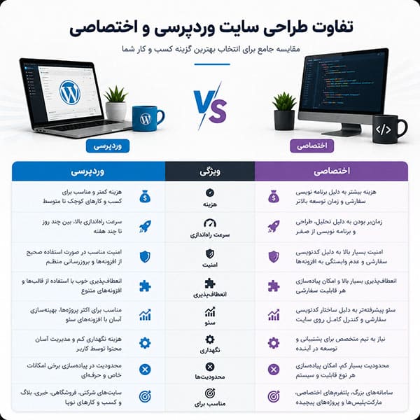 تفاوت سایت وردپرسی و سایت اختصاصی