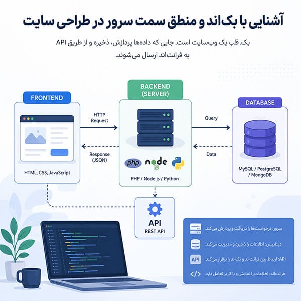 آشنایی با بک‌اند و ارتباط سرور و دیتابیس در طراحی سایت